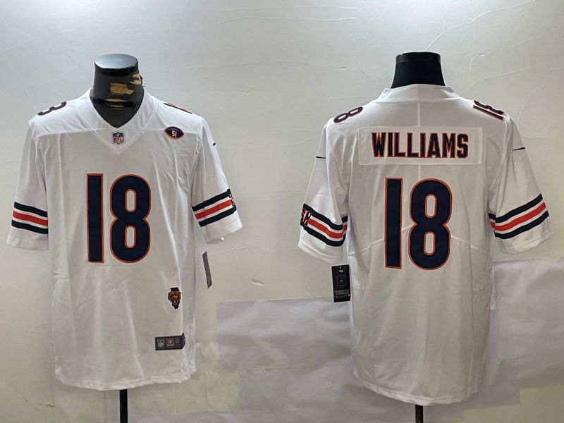 Men Chicago Bears #18 Williams White 2024 Nike Limited NFL Jersey style 1->chicago bears->NFL Jersey
